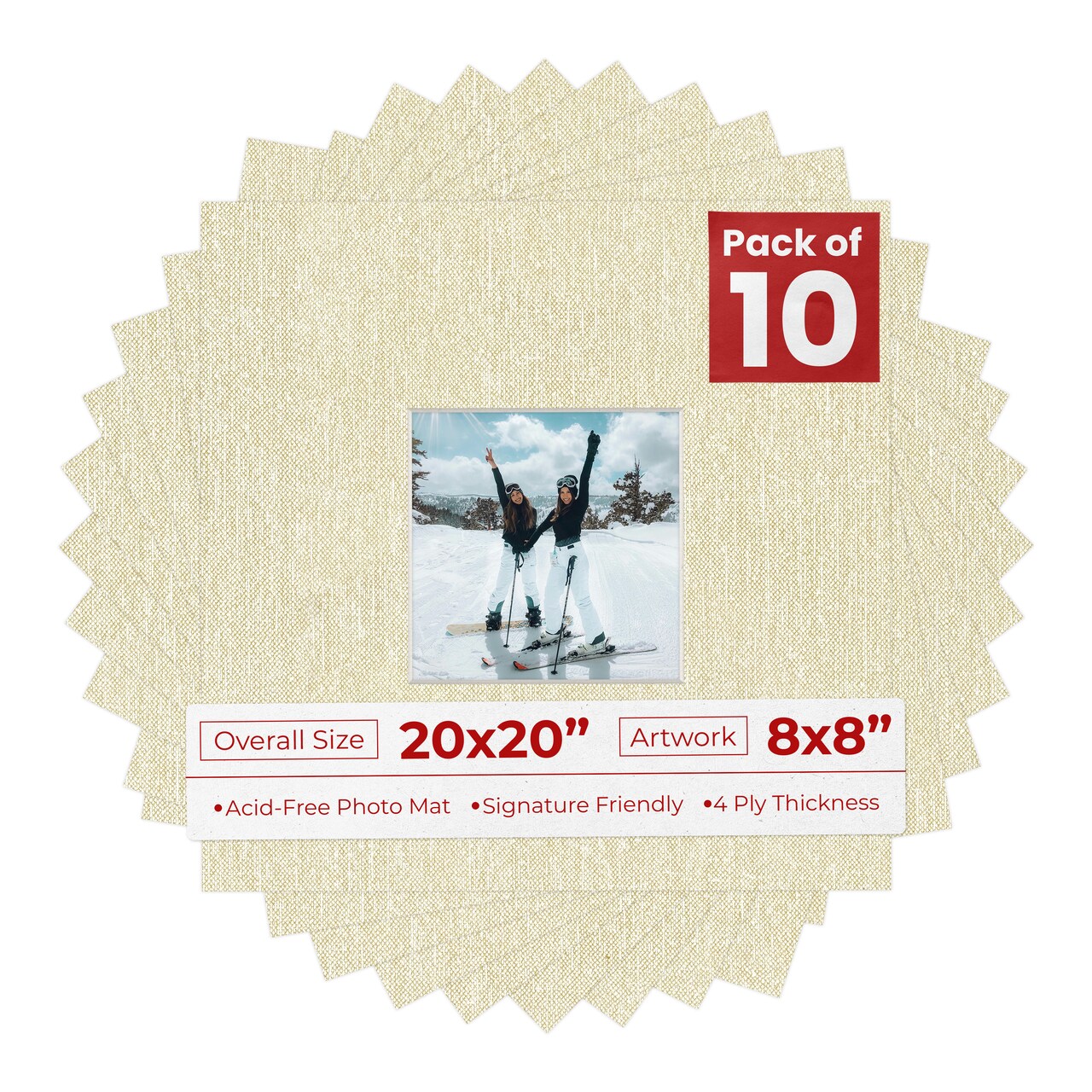 Off White Canvas Mat Board for 20x20 Frames - Fits 8x8 Photos